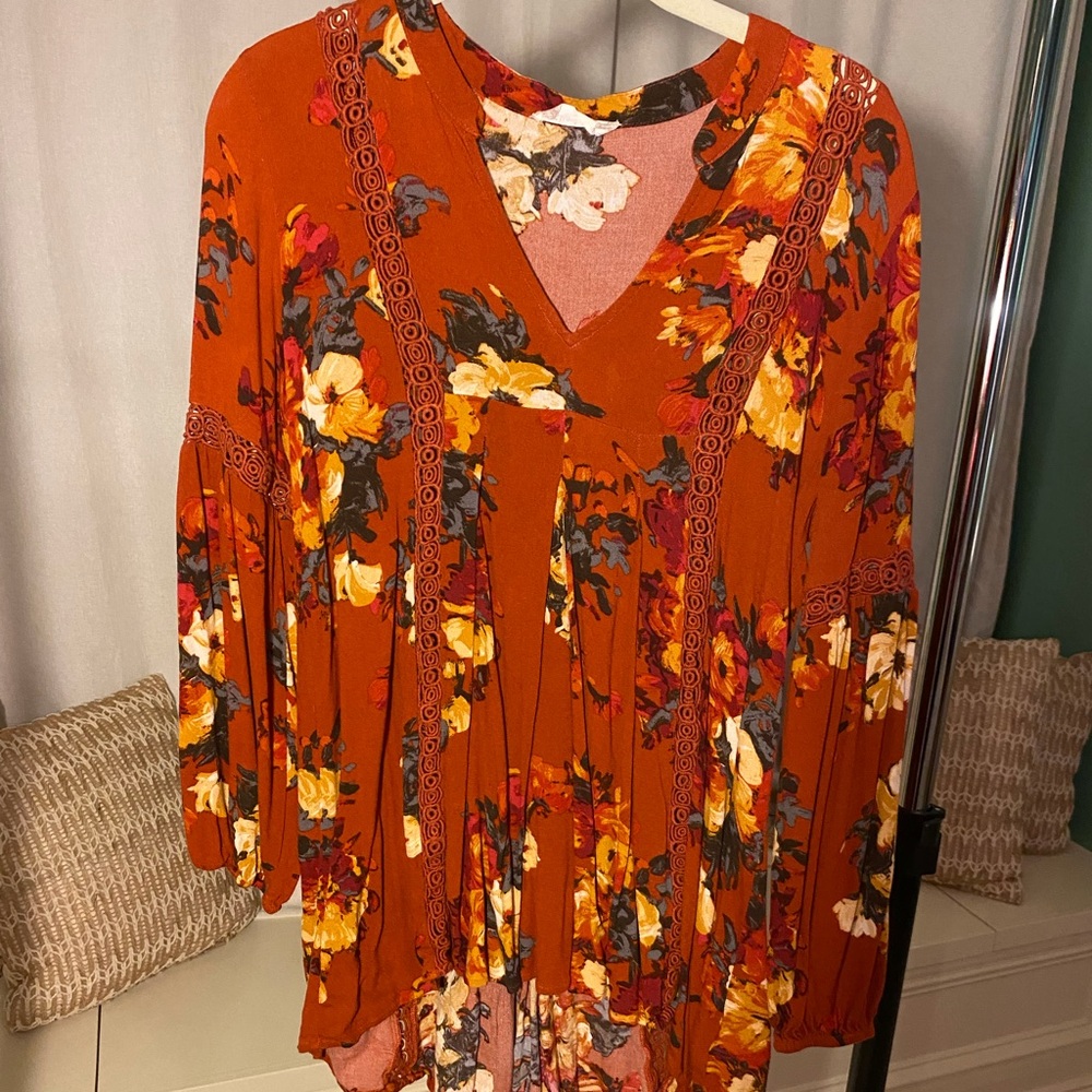 Floral Orange Blouse